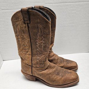 abilene Western Brown Embroidered Womens Leather Boots 8 M Cowboy#1612020316 USA